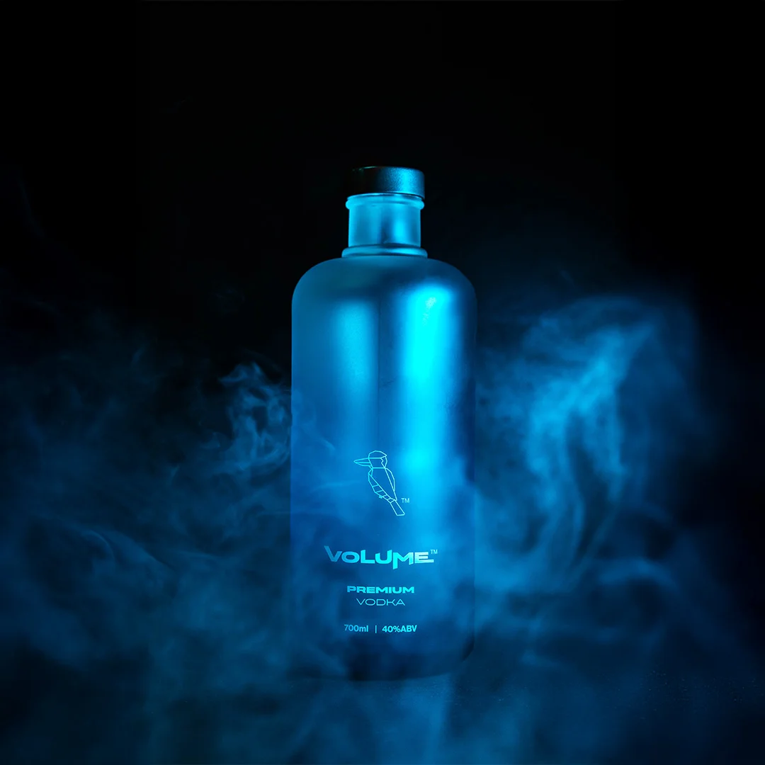 Volume Premium Vodka in blue smoke